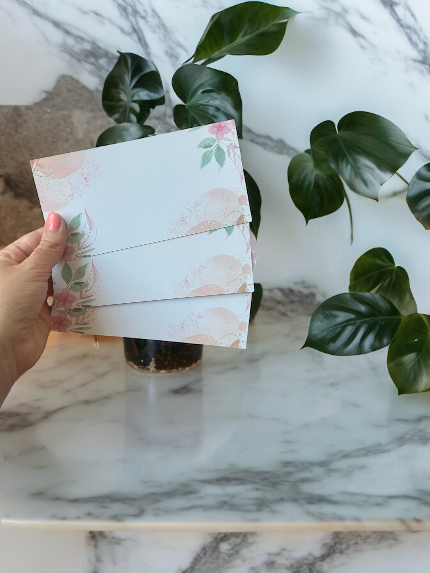 Tarjetas plastificada personalizada diseño floral para archivador de presupuesto A6