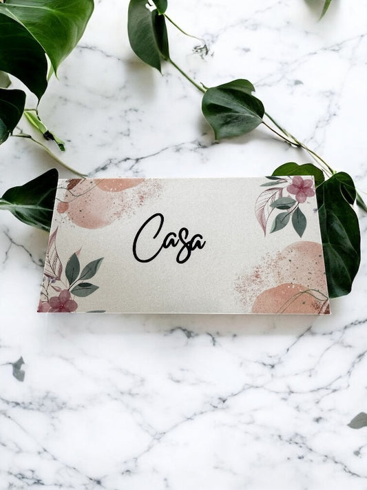 Tarjetas plastificada personalizada diseño floral para archivador de presupuesto A6
