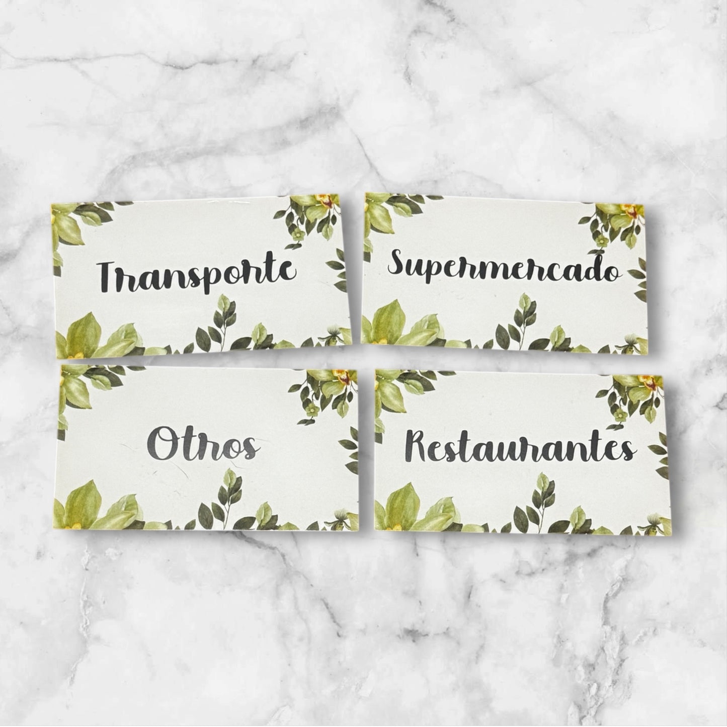 Tarjeta A7 plastificada personalizada - Bosque Verde / Jardín Azul